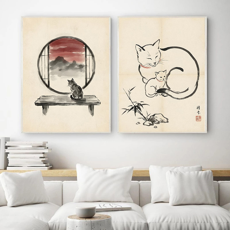 Японские постеры с котами, спя – обзор и цена Japanese Minimalism Lifestyle